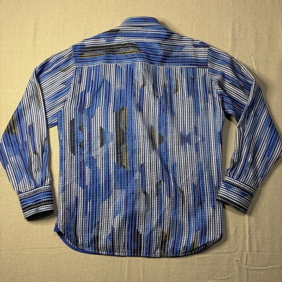 Luchiano Visconti Black Shirt Mens Sz Small Polka Dot Geometric Long Sleeve - Picture 2 of 5